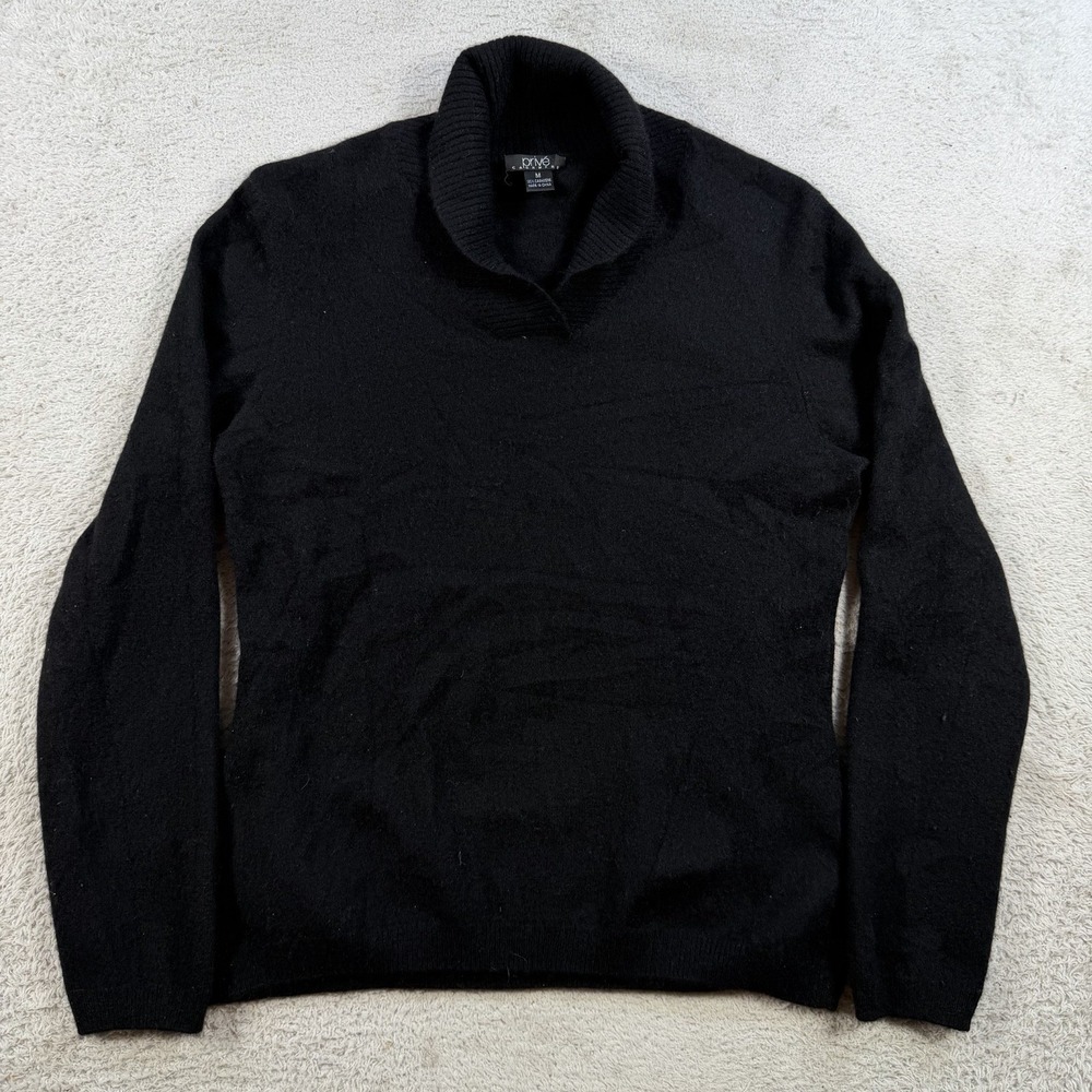 Prive Sweater Womens Medium Black 100% Cashmere Shawl Collar Pullover Soft